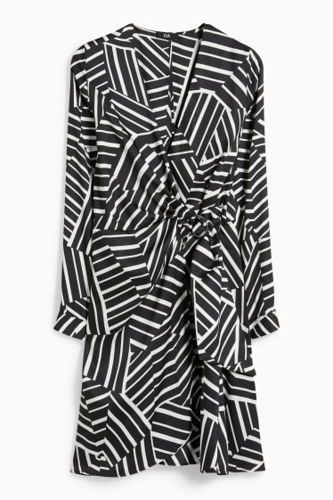 Damen - Wickelkleid - gemustert - schwarz / weiss