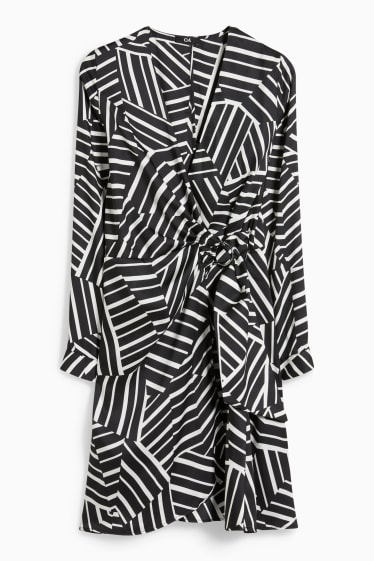 Women - Wrap dress - patterned - black / white