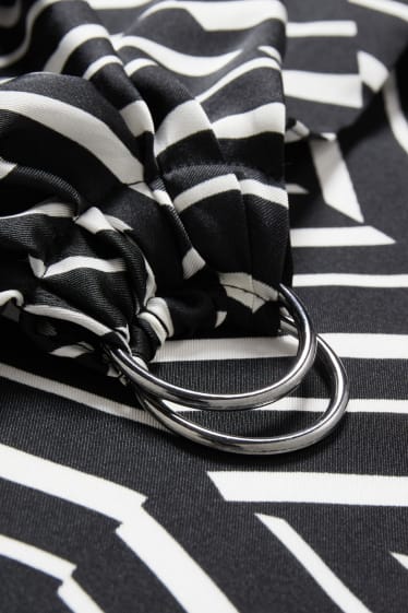 Damen - Wickelkleid - gemustert - schwarz / weiss