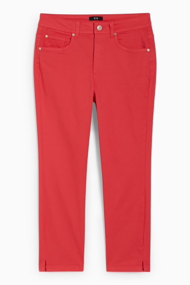 Dames - Broek - mid waist - skinny fit - fuchsiarood
