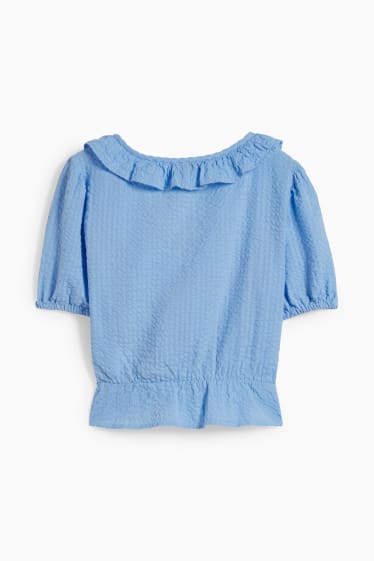 Dames - CLOCKHOUSE - korte blouse - lichtblauw