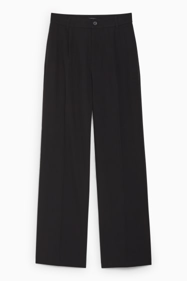 Women - CLOCKHOUSE - cloth trousers - high waist - wide leg - black
