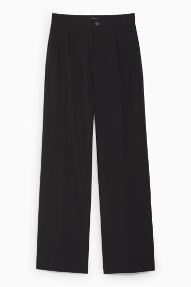Donna - Pantaloni - a vita alta - gamba larga - nero