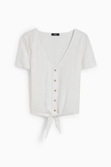 Femmes - T-shirt noué - blanc