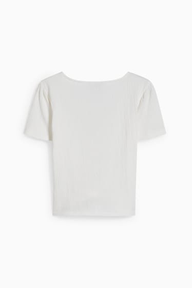 Femmes - T-shirt noué - blanc