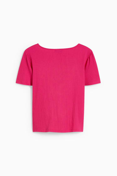 Damen - T-Shirt mit Knotendetail - pink