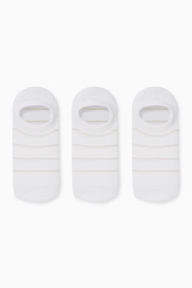 Damen - Multipack 3er - Sneakersocken - gestreift - weiß