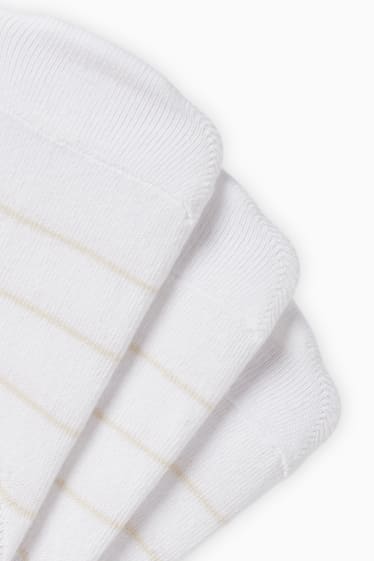 Damen - Multipack 3er - Sneakersocken - gestreift - weiß