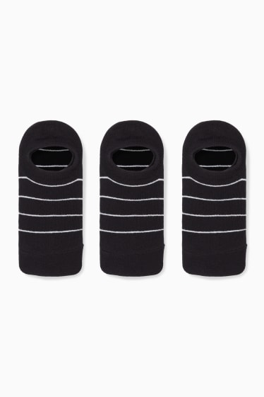 Women - Multipack of 3 - trainer socks - striped - black