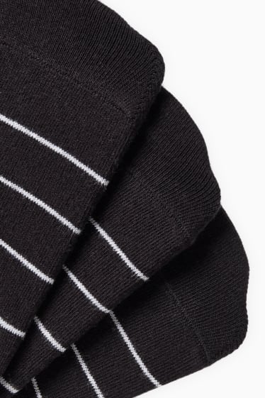 Women - Multipack of 3 - trainer socks - striped - black