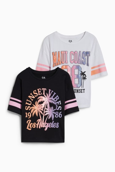 Bambine - Confezione da 2 - t-shirt - nero / bianco