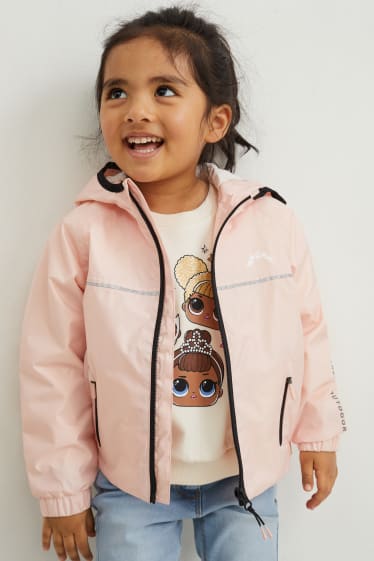 Dětské - Nepromokavá bunda s kapucí - růžová