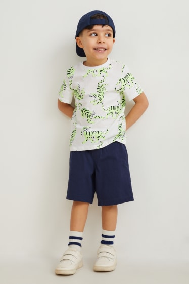 Enfants - Ensemble - T-shirt, short en molleton et casquette de baseball - 3 pièces - bleu foncé