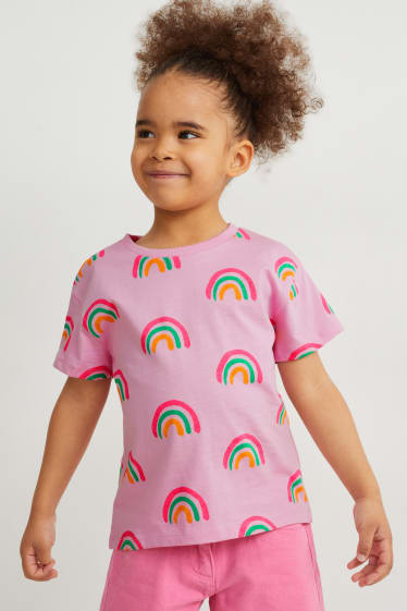 Kinderen - Set van 5 - T-shirt - fuchsiarood