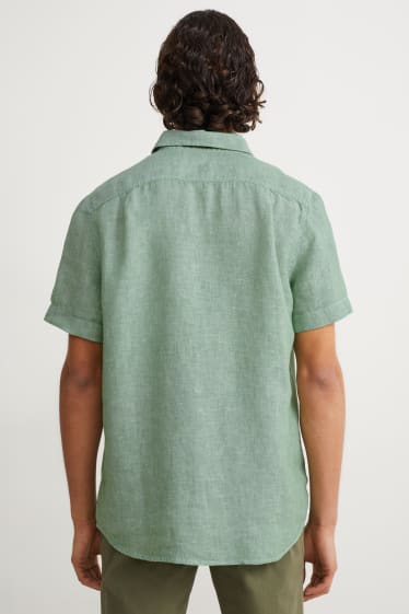 Home - Camisa de lli - regular fit - Kent - verd fosc