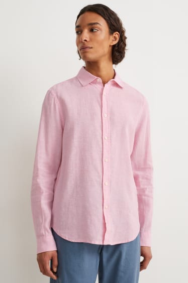 Hommes - Chemise - regular fit - Kent - lin mélangé - rose pâle-chiné