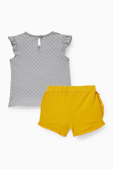 Babys - Babyoutfit - 2-delig - grijs / geel