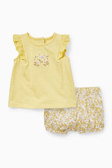 Babys - Newbornoutfit - 2-delig - geel