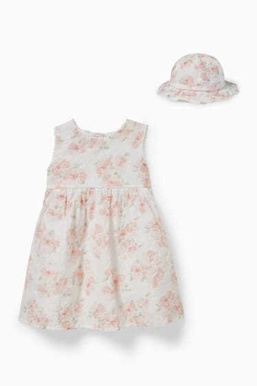 Bébés - Ensemble bébé - 2 pièces - à fleurs - blanc crème