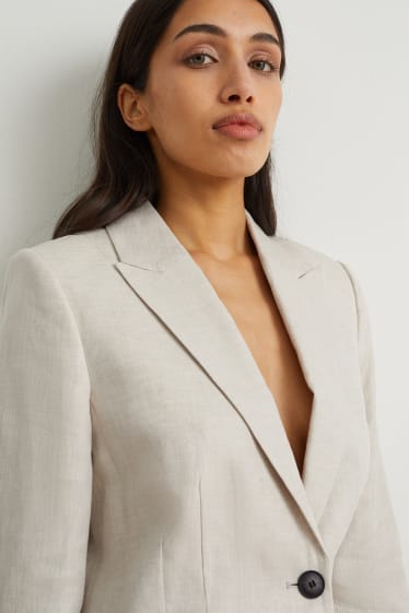 Damen - Business-Leinenblazer - Regular Fit - hellbeige