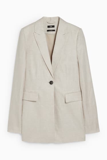 Femmes - Blazer de bureau en lin - regular fit - beige clair