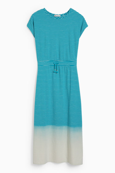 Kinderen: meisjes - Jurk - gestreept - turquoise