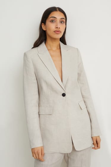 Donna - Blazer di lino business - regular fit - beige chiaro