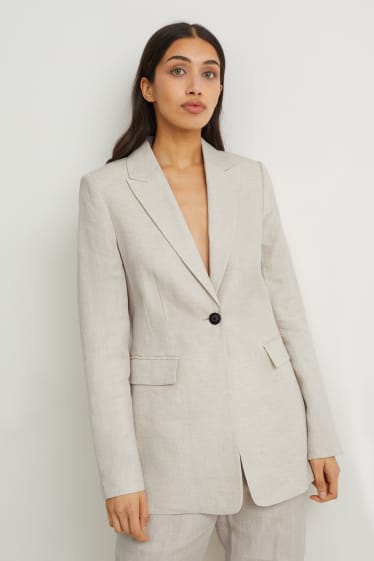 Damen - Business-Leinenblazer - Regular Fit - hellbeige