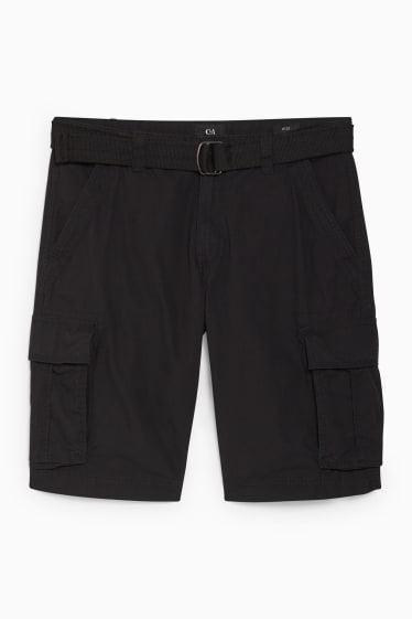 Home - Pantalons curts cargo amb cinturó - negre
