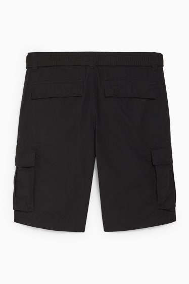 Heren - Cargoshort met riem - zwart