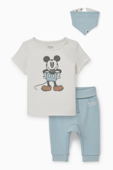 Bebeluși - Mickey Mouse - compleu bebeluși - 3 piese - alb / albastru deschis