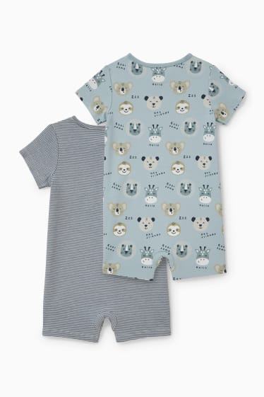 Bébés - Lot de 2 - pyjamas courts pour bébé - bleu clair