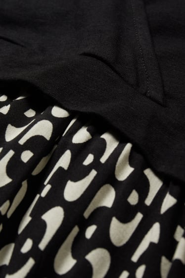 Dona - Samarreta de màniga curta de maternitat - look 2 en 1 - negre