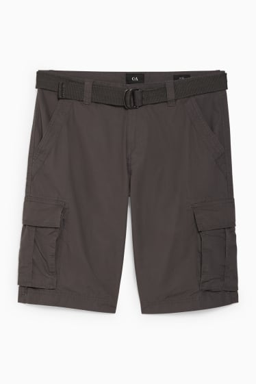 Home - Pantalons curts cargo amb cinturó - gris fosc