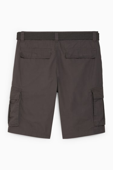 Home - Pantalons curts cargo amb cinturó - gris fosc