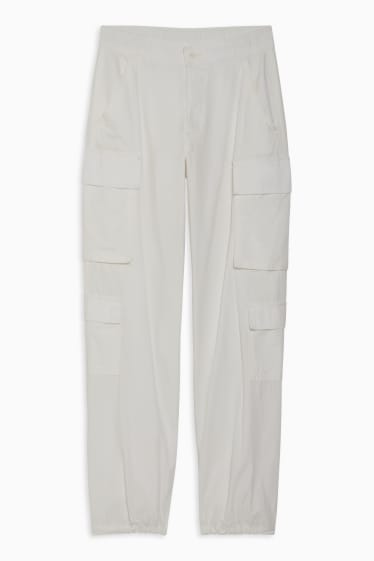 Women - CLOCKHOUSE - cargo trousers - mid-rise waist - relaxed fit - white
