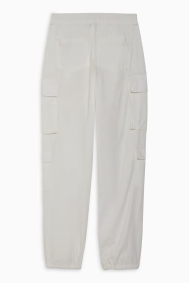 Women - CLOCKHOUSE - cargo trousers - mid-rise waist - relaxed fit - white