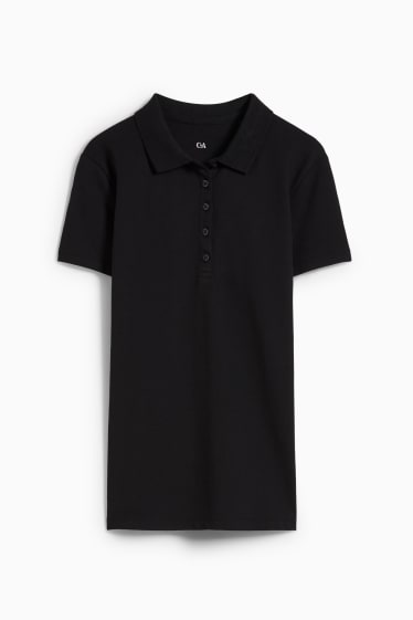 Femei - Tricou polo basic - negru