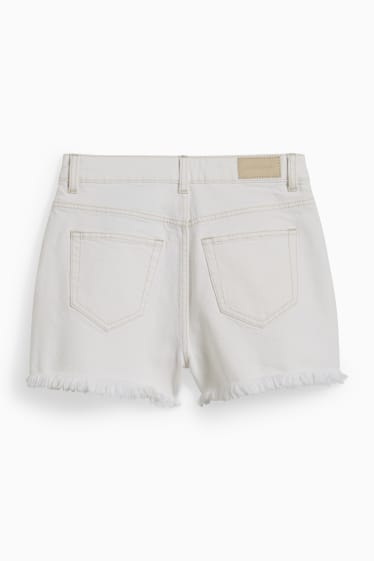 Women - CLOCKHOUSE - denim shorts - high waist - light beige