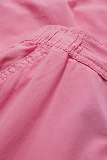 Women - Cargo trousers - mid-rise waist - relaxed fit - pink