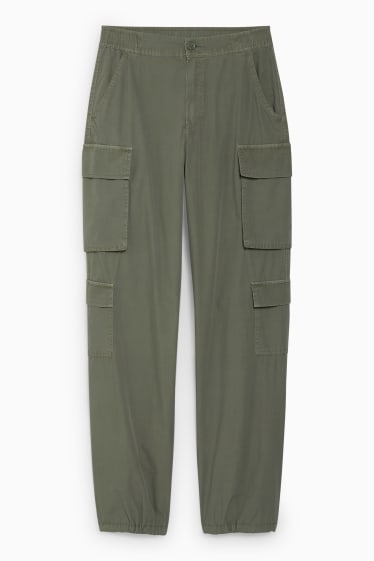 Damen - Cargohose - Mid Waist - Relaxed Fit - grün