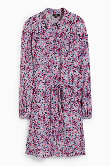 Donna - Vestito a blusa - a fiori - rosa