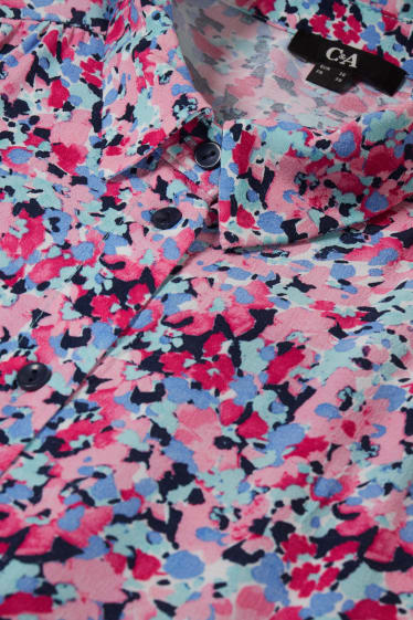 Dámské - Halenkové šaty - s květinovým vzorem - růžová