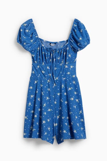 Dames - CLOCKHOUSE - playsuit - gebloemd - blauw