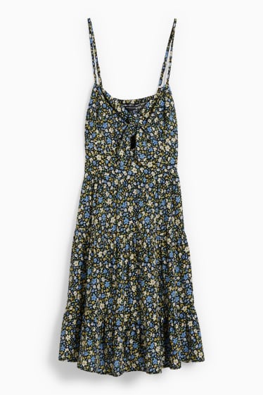Dona - CLOCKHOUSE - vestit fit & flare - de flors - negre