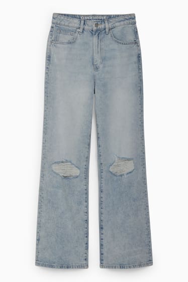 Women - CLOCKHOUSE - wide leg jeans - high waist - denim-light blue