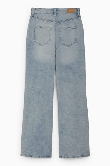 Women - CLOCKHOUSE - wide leg jeans - high waist - denim-light blue