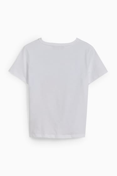 Kinder Mädchen - Kurzarmshirt mit Knotendetail - weiss