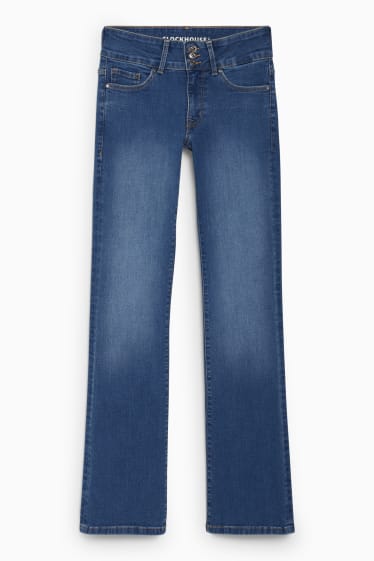 Women - CLOCKHOUSE - bootcut jeans - low waist - LYCRA® - blue denim