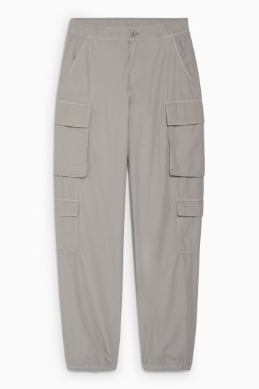 Damen - Cargohose - Mid Waist - Relaxed Fit - hellgrau